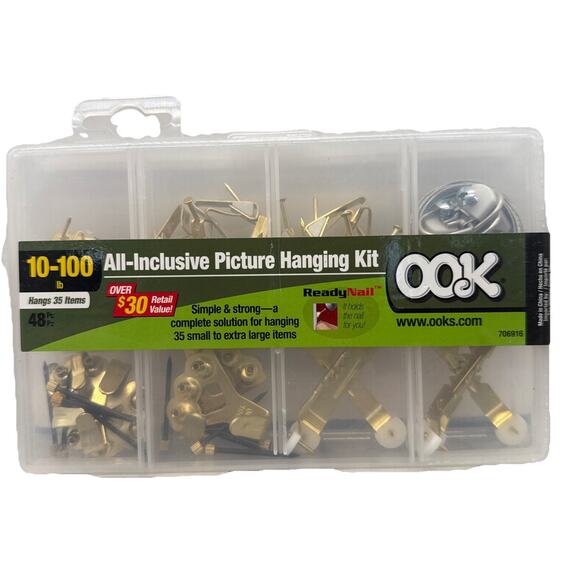 3-OOK Ready Nail Medium Picture Hanging Kits 48pc Piece 10lb-100lb - Picture 1 of 9
